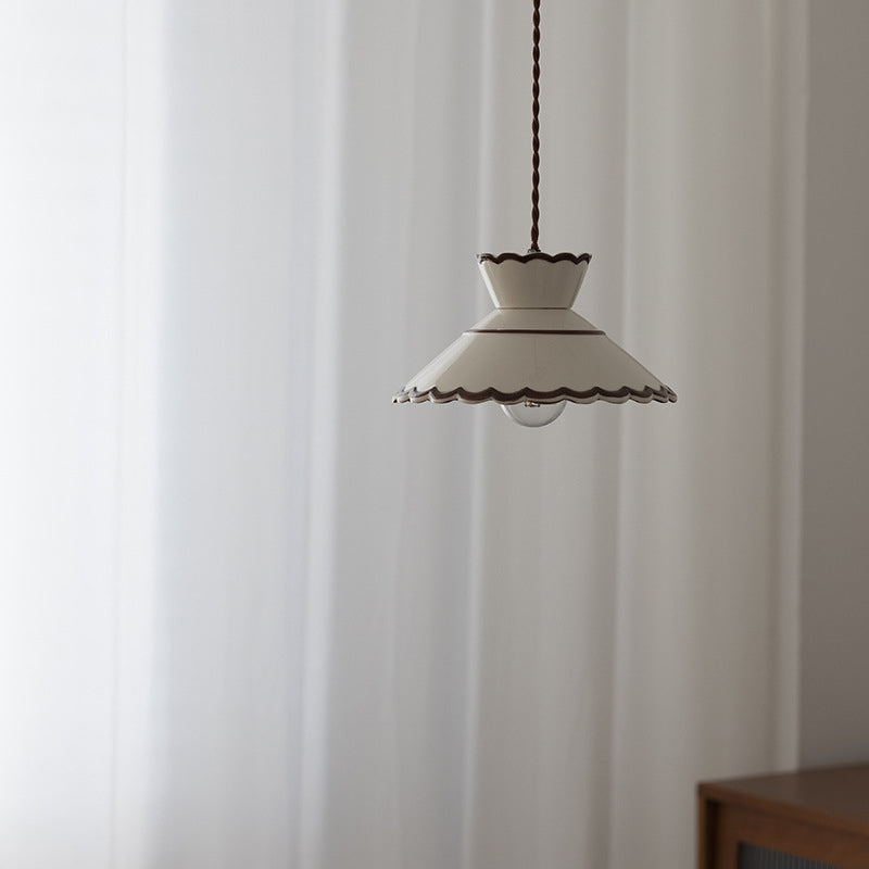French Ceramic Pendant Light – Minimalist Cone Shape, E26 Socket