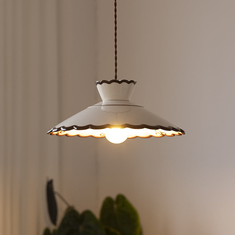 French Ceramic Pendant Light – Minimalist Cone Shape, E26 Socket