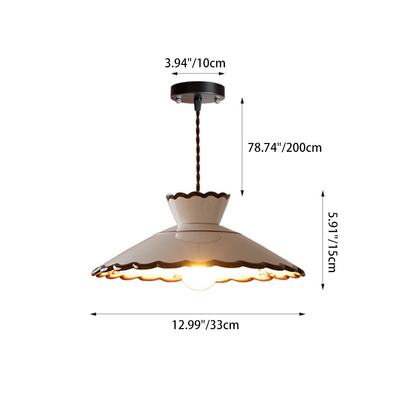 French Ceramic Pendant Light – Minimalist Cone Shape, E26 Socket