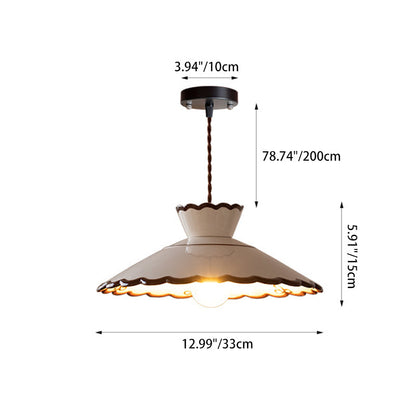 French Ceramic Pendant Light – Minimalist Cone Shape, E26 Socket