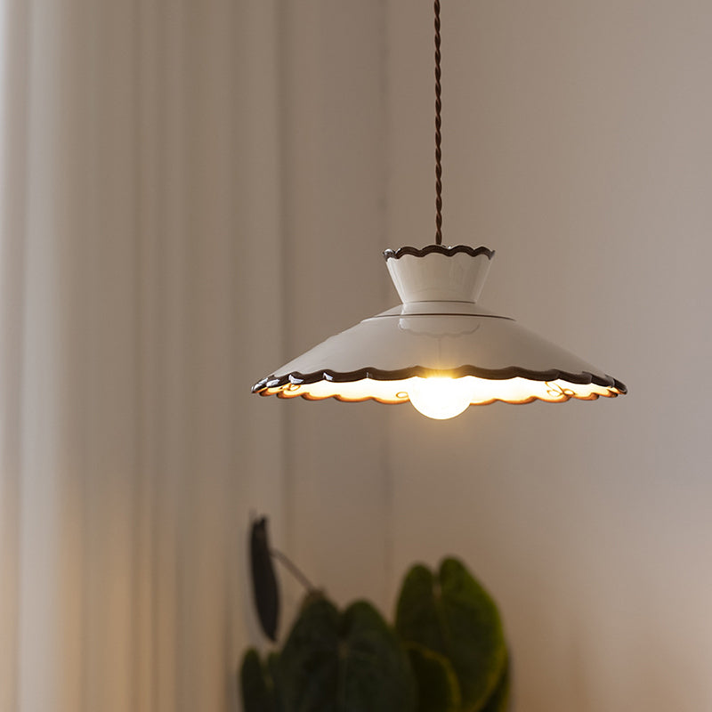 French Ceramic Pendant Light – Minimalist Cone Shape, E26 Socket