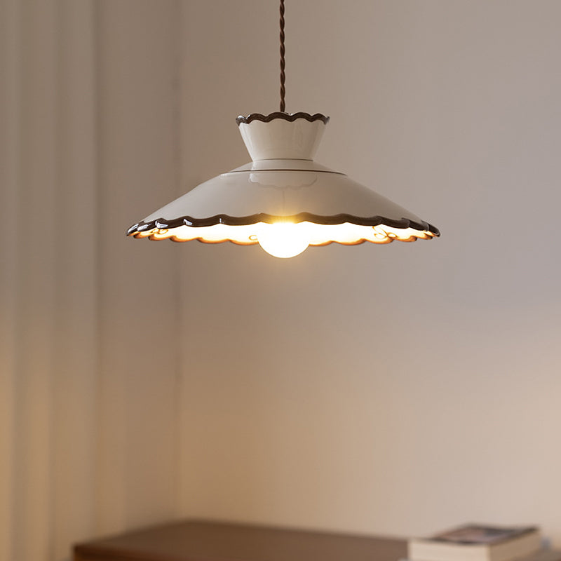 French Ceramic Pendant Light – Minimalist Cone Shape, E26 Socket