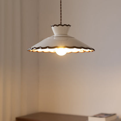 French Ceramic Pendant Light – Minimalist Cone Shape, E26 Socket