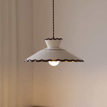 French Ceramic Pendant Light – Minimalist Cone Shape, E26 Socket