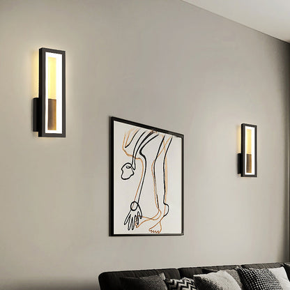 Nowoczesna Prostokątna LED Lampa Ścienna – Minimalistyczny Design w Czerni, Bieli lub Złocie