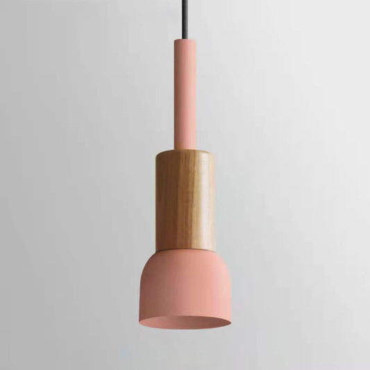 Stylish Scandinavian wooden pendant lamp with a colourful pattern