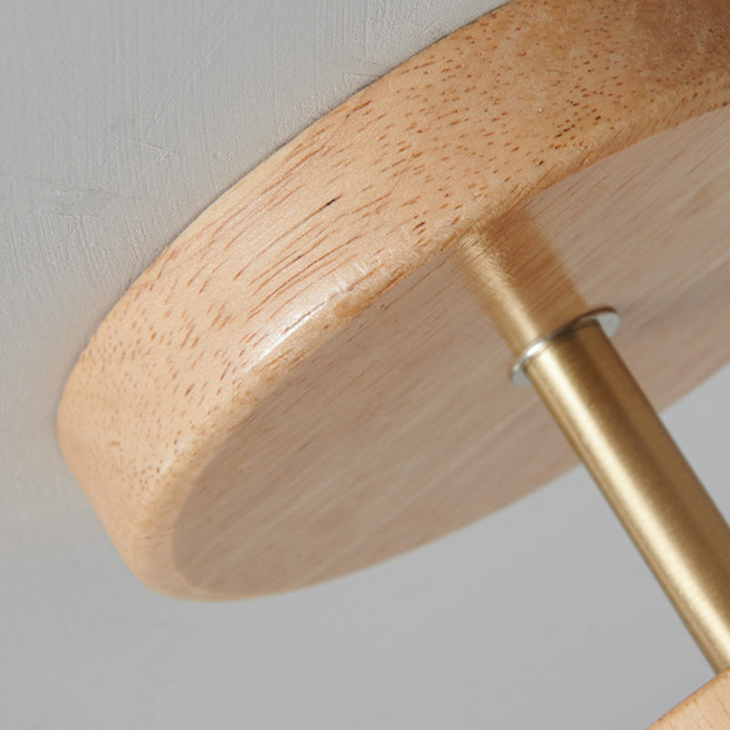 Minimalistyczna skandynawska lampa sufitowa – Drewno i szkło – Biała – (1 źródło światła)