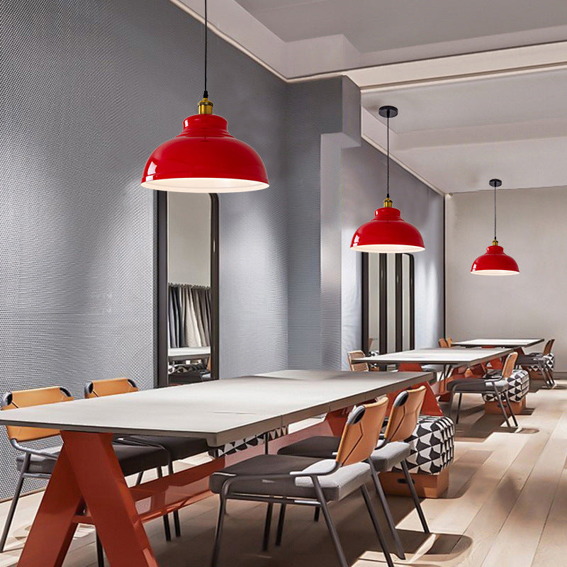 Industrialna czerwona lampa wisząca – żelazny design – 1-światło, 3 rozmiary