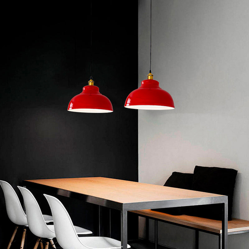 Industrialna czerwona lampa wisząca – żelazny design – 1-światło, 3 rozmiary