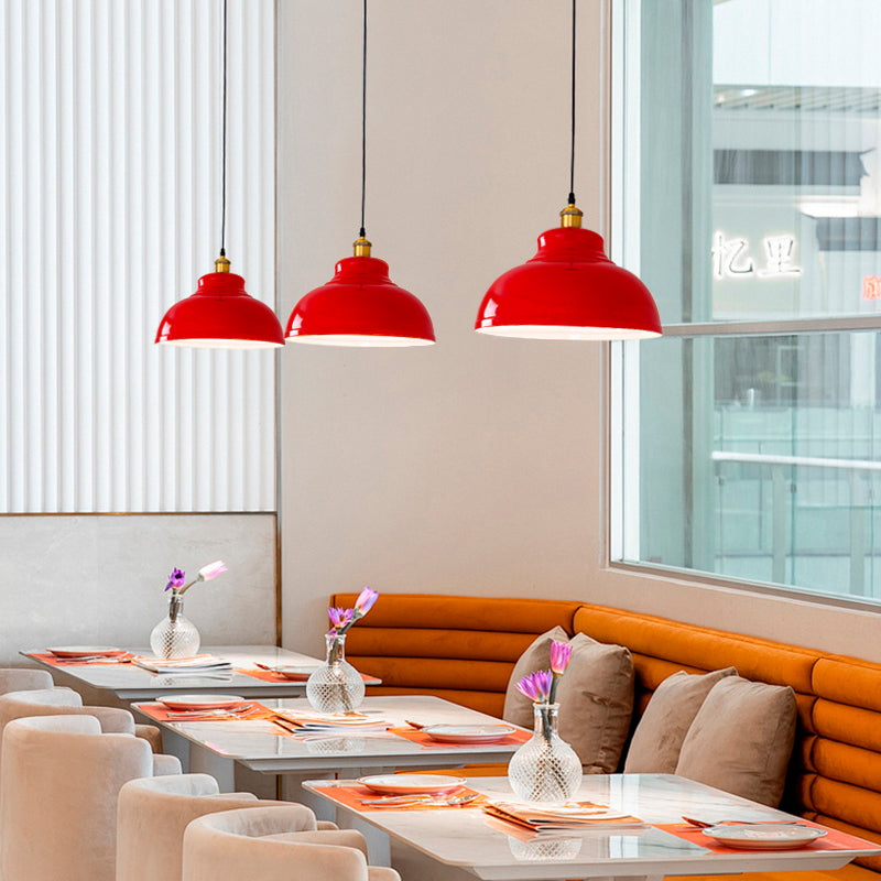 Industrialna czerwona lampa wisząca – żelazny design – 1-światło, 3 rozmiary