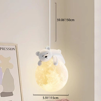 Biała lampa wisząca w minimalistycznym stylu z motywem kreskówkowym i oprawką G9