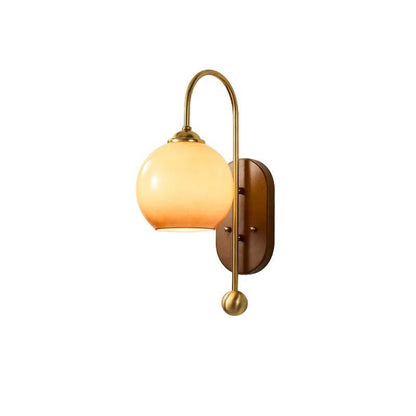 Scandinavian Wall Lamp with Glass Shade – Milky White/Brown – (1 Light Source)