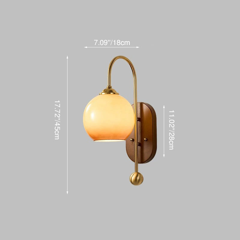 Scandinavian Wall Lamp with Glass Shade – Milky White/Brown – (1 Light Source)