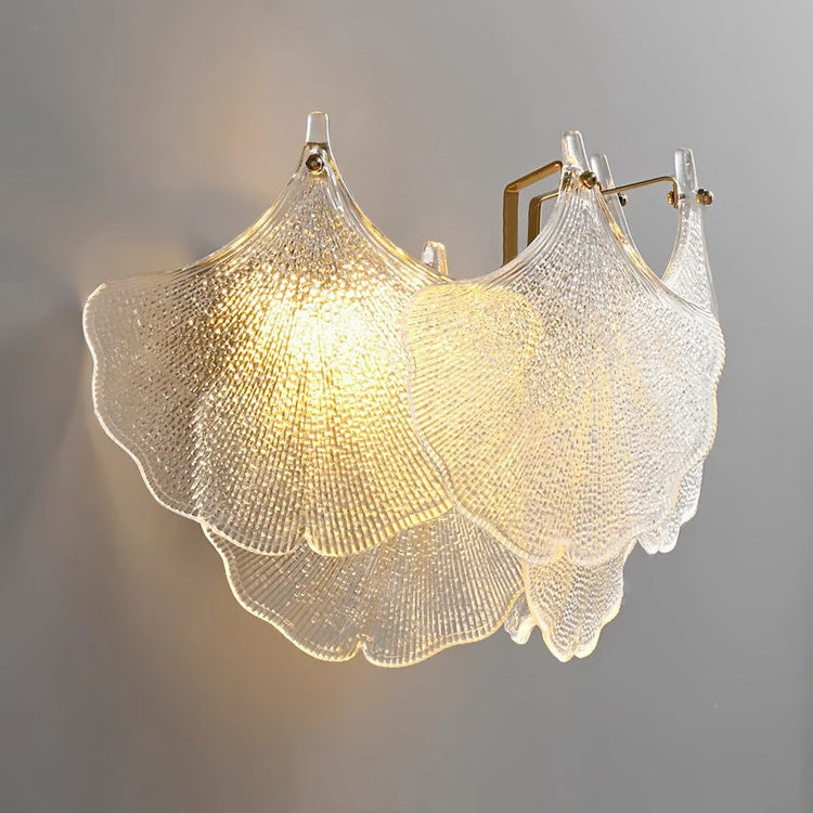 Luksusowa lampa ścienna ze szklanym kloszem – Przezroczysty/Złoty – (2 źródła światła)