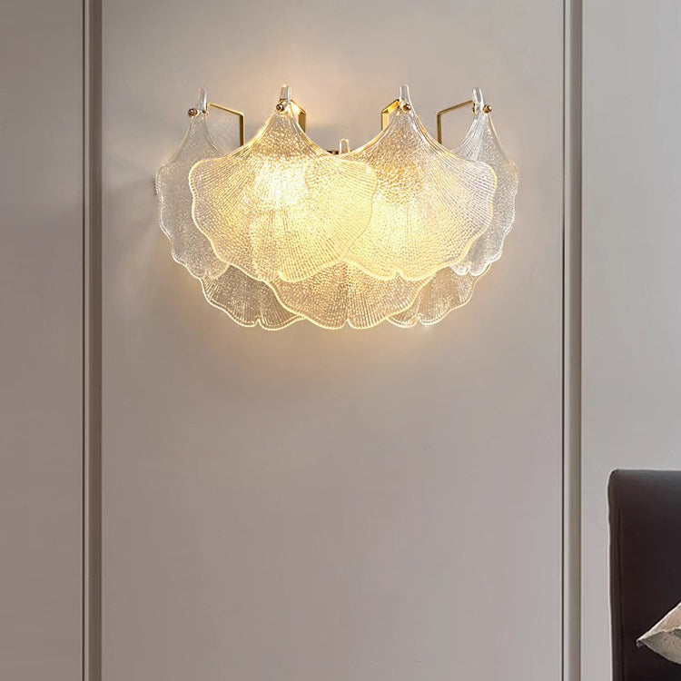 Luksusowa lampa ścienna ze szklanym kloszem – Przezroczysty/Złoty – (2 źródła światła)