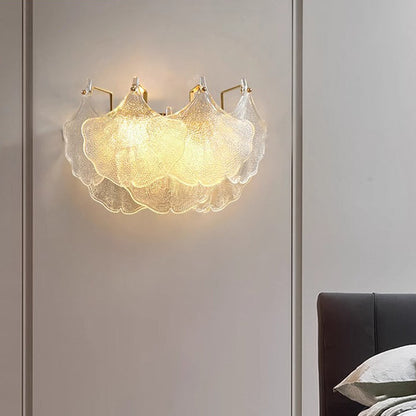 Luksusowa lampa ścienna ze szklanym kloszem – Przezroczysty/Złoty – (2 źródła światła)