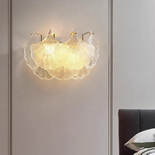 Luksusowa lampa ścienna ze szklanym kloszem – Przezroczysty/Złoty – (2 źródła światła)