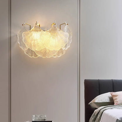 Luksusowa lampa ścienna ze szklanym kloszem – Przezroczysty/Złoty – (2 źródła światła)