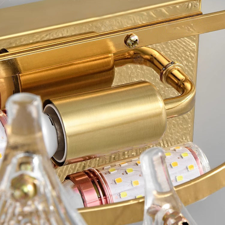 Luksusowa lampa ścienna ze szklanym kloszem – Przezroczysty/Złoty – (2 źródła światła)