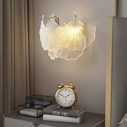 Luksusowa lampa ścienna ze szklanym kloszem – Przezroczysty/Złoty – (2 źródła światła)