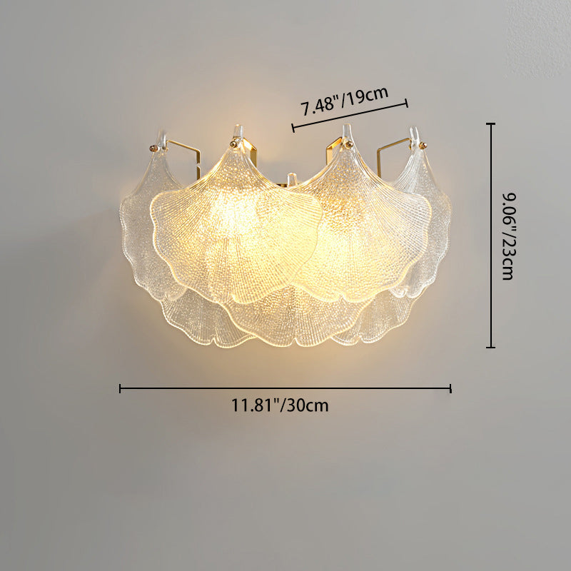 Luksusowa lampa ścienna ze szklanym kloszem – Przezroczysty/Złoty – (2 źródła światła)