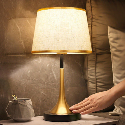Retro Table Lamp with Metal Construction and Fabric Shade, E26 Socket, Height 45 cm