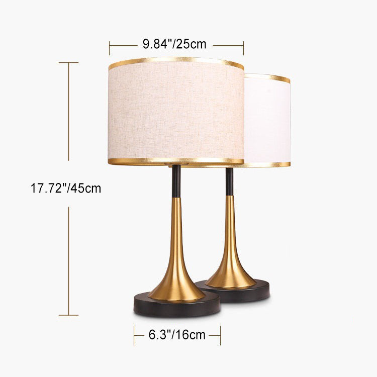 Retro Table Lamp with Metal Construction and Fabric Shade, E26 Socket, Height 45 cm