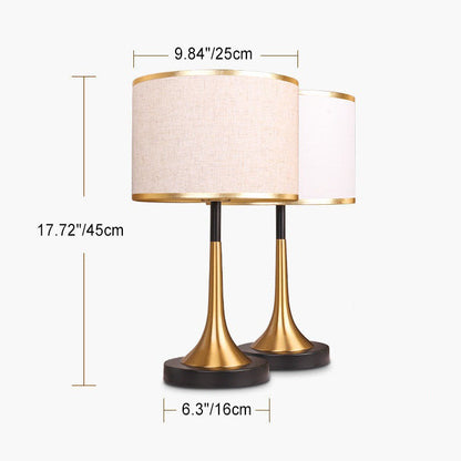 Retro Table Lamp with Metal Construction and Fabric Shade, E26 Socket, Height 45 cm