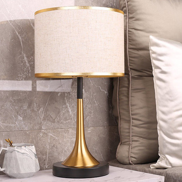 Retro Table Lamp with Metal Construction and Fabric Shade, E26 Socket, Height 45 cm