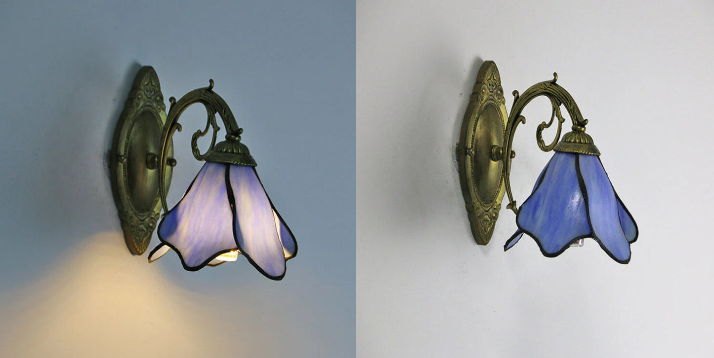 Designer glass and iron wall lamp - many colours