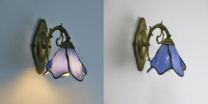 Designer glass and iron wall lamp - many colours