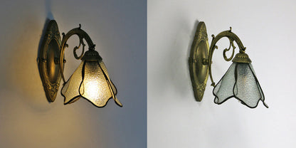 Designer glass and iron wall lamp - many colours