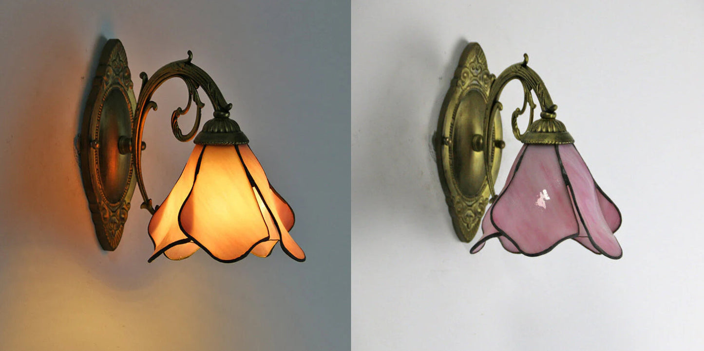 Designer glass and iron wall lamp - many colours