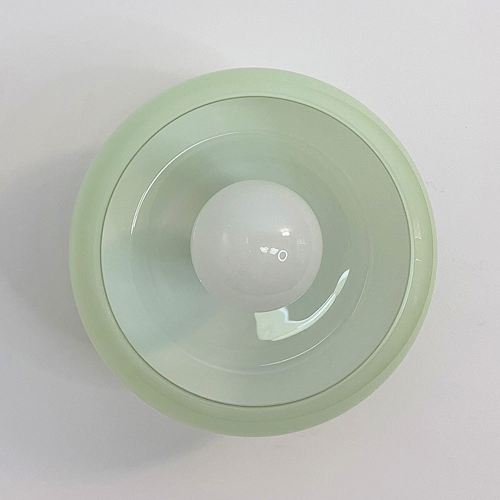 Elegancka szklana lampa sufitowa półwpuszczana w stylu mid-century