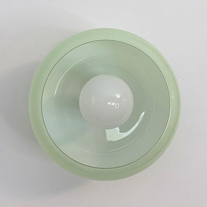 Elegancka szklana lampa sufitowa półwpuszczana w stylu mid-century