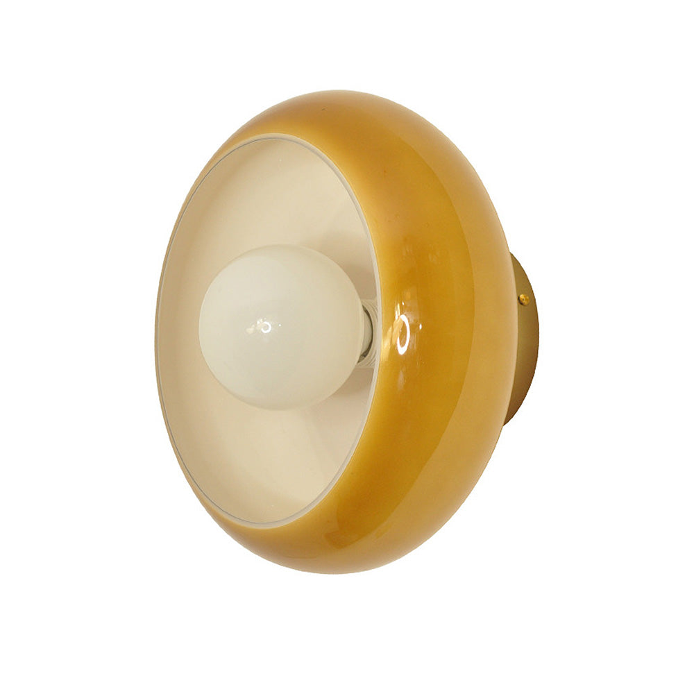 Elegancka szklana lampa sufitowa półwpuszczana w stylu mid-century