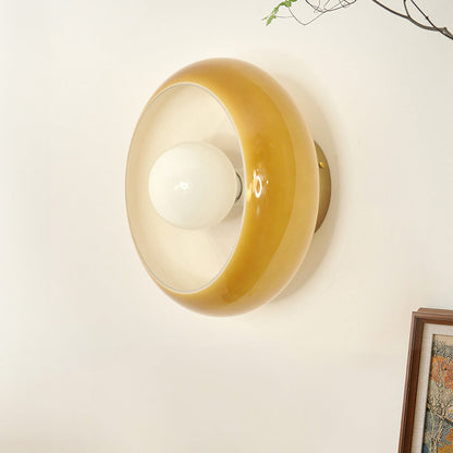 Elegancka szklana lampa sufitowa półwpuszczana w stylu mid-century