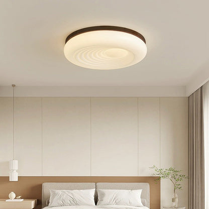 French Beige White LED Ceiling Light - Wood and Acrylic with 3 Color Light