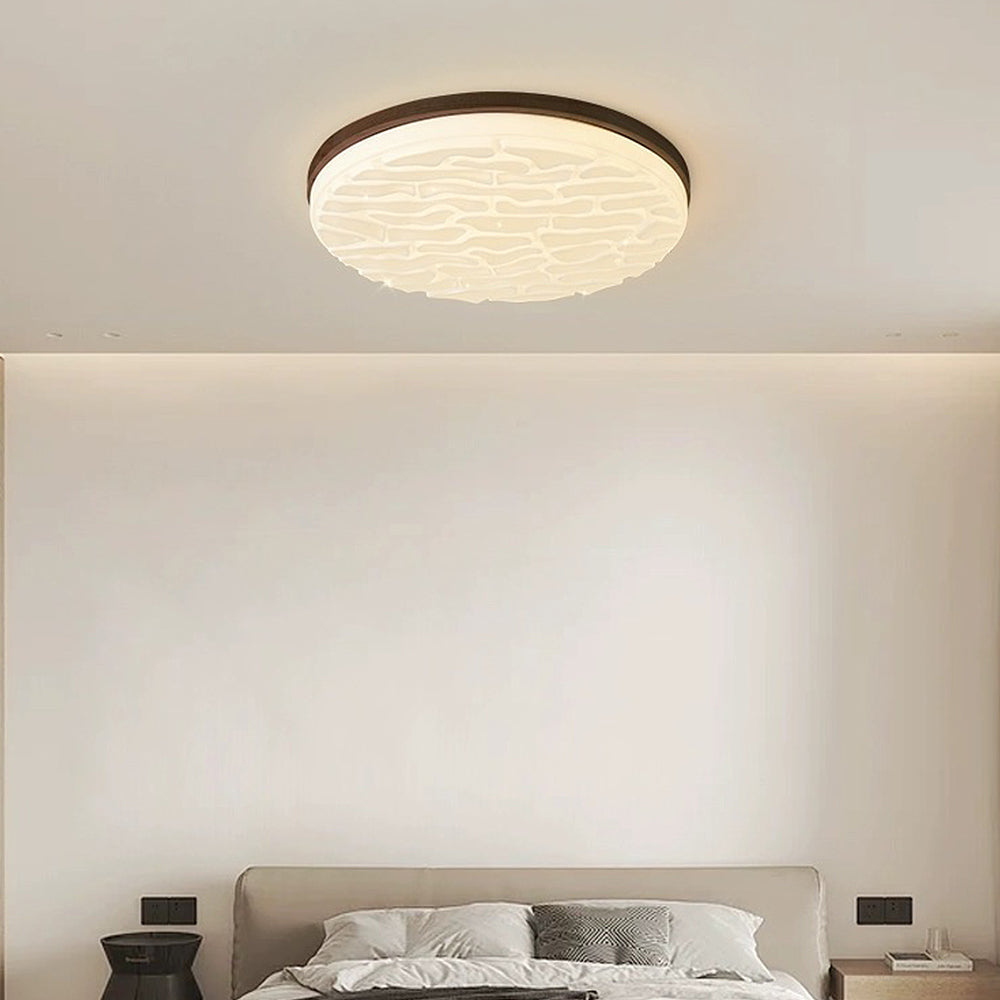 French Beige White LED Ceiling Light - Wood and Acrylic with 3 Color Light
