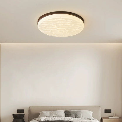 French Beige White LED Ceiling Light - Wood and Acrylic with 3 Color Light