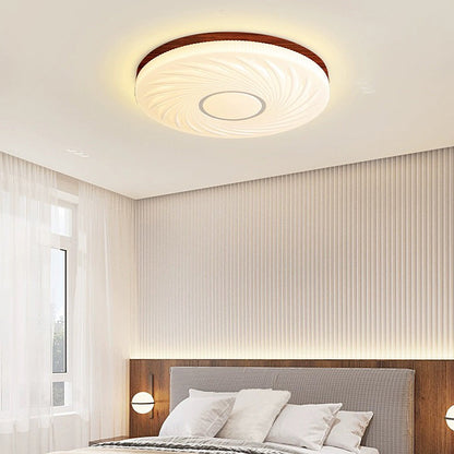 French Beige White LED Ceiling Light - Wood and Acrylic with 3 Color Light