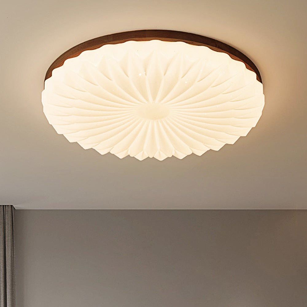 French Beige White LED Ceiling Light - Wood and Acrylic with 3 Color Light