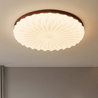 French Beige White LED Ceiling Light - Wood and Acrylic with 3 Color Light