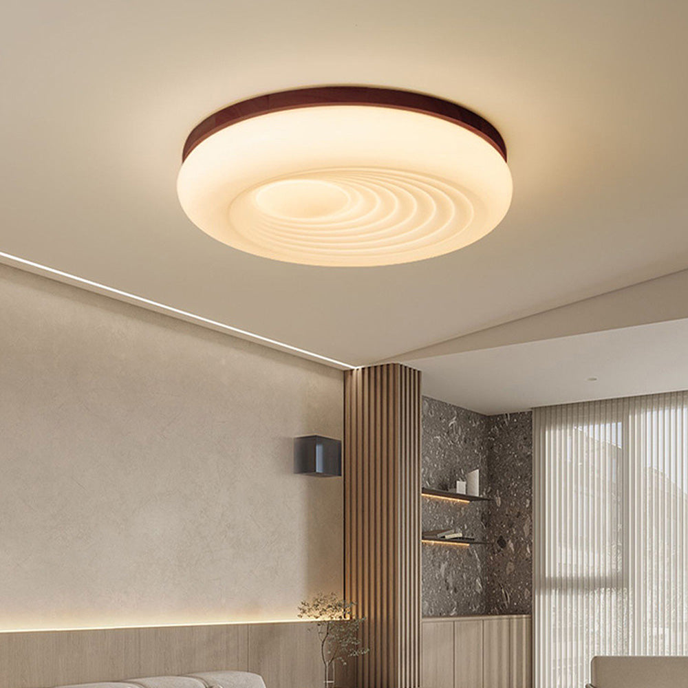 French Beige White LED Ceiling Light - Wood and Acrylic with 3 Color Light