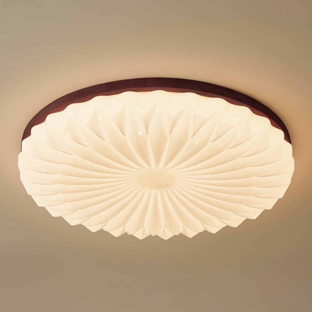 French Beige White LED Ceiling Light - Wood and Acrylic with 3 Color Light