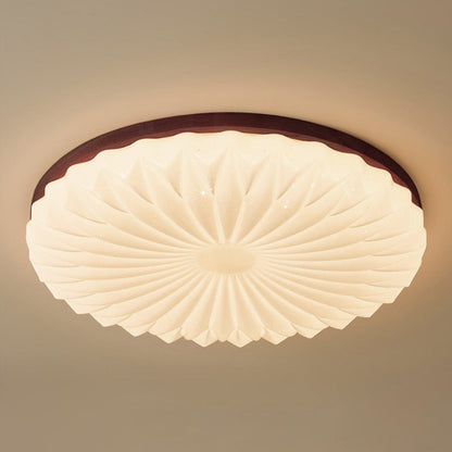 French Beige White LED Ceiling Light - Wood and Acrylic with 3 Color Light