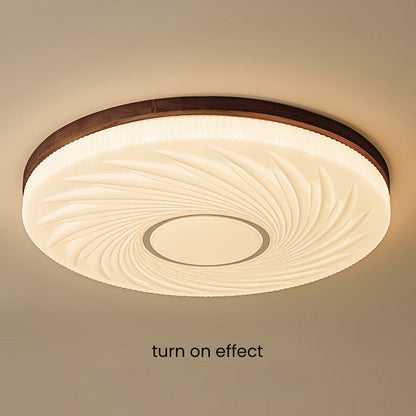 French Beige White LED Ceiling Light - Wood and Acrylic with 3 Color Light