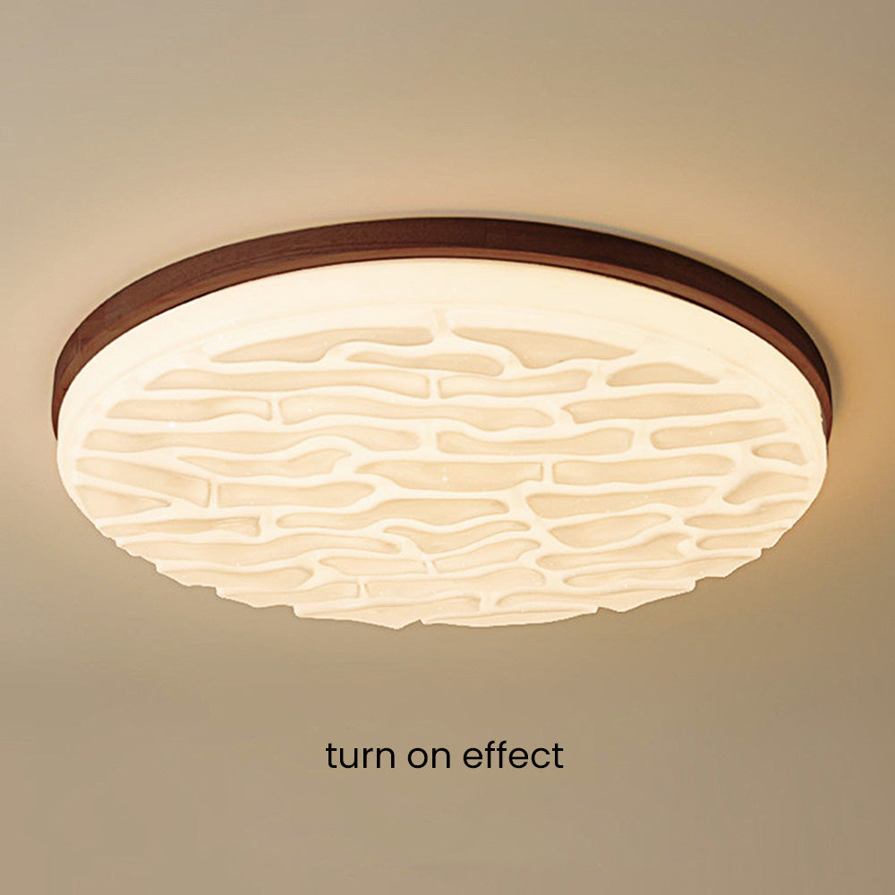 French Beige White LED Ceiling Light - Wood and Acrylic with 3 Color Light