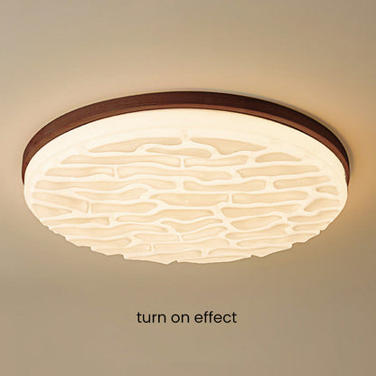 French Beige White LED Ceiling Light - Wood and Acrylic with 3 Color Light