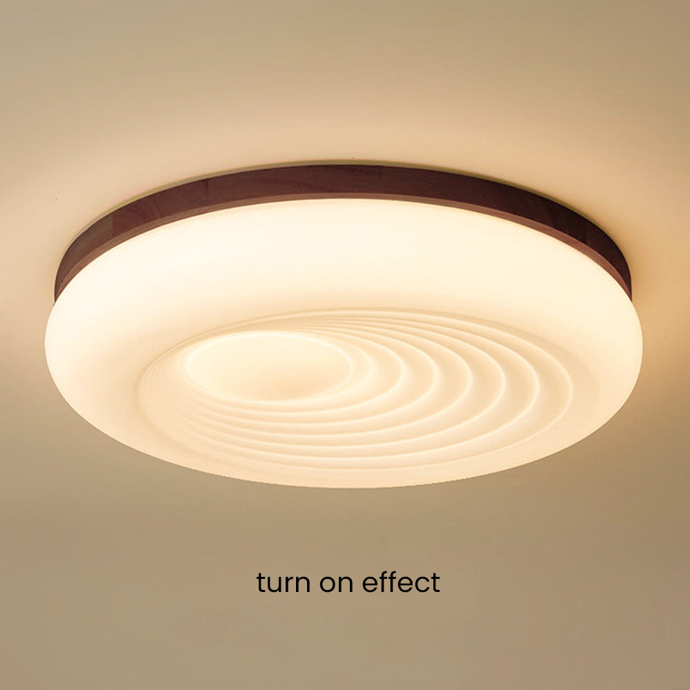 French Beige White LED Ceiling Light - Wood and Acrylic with 3 Color Light